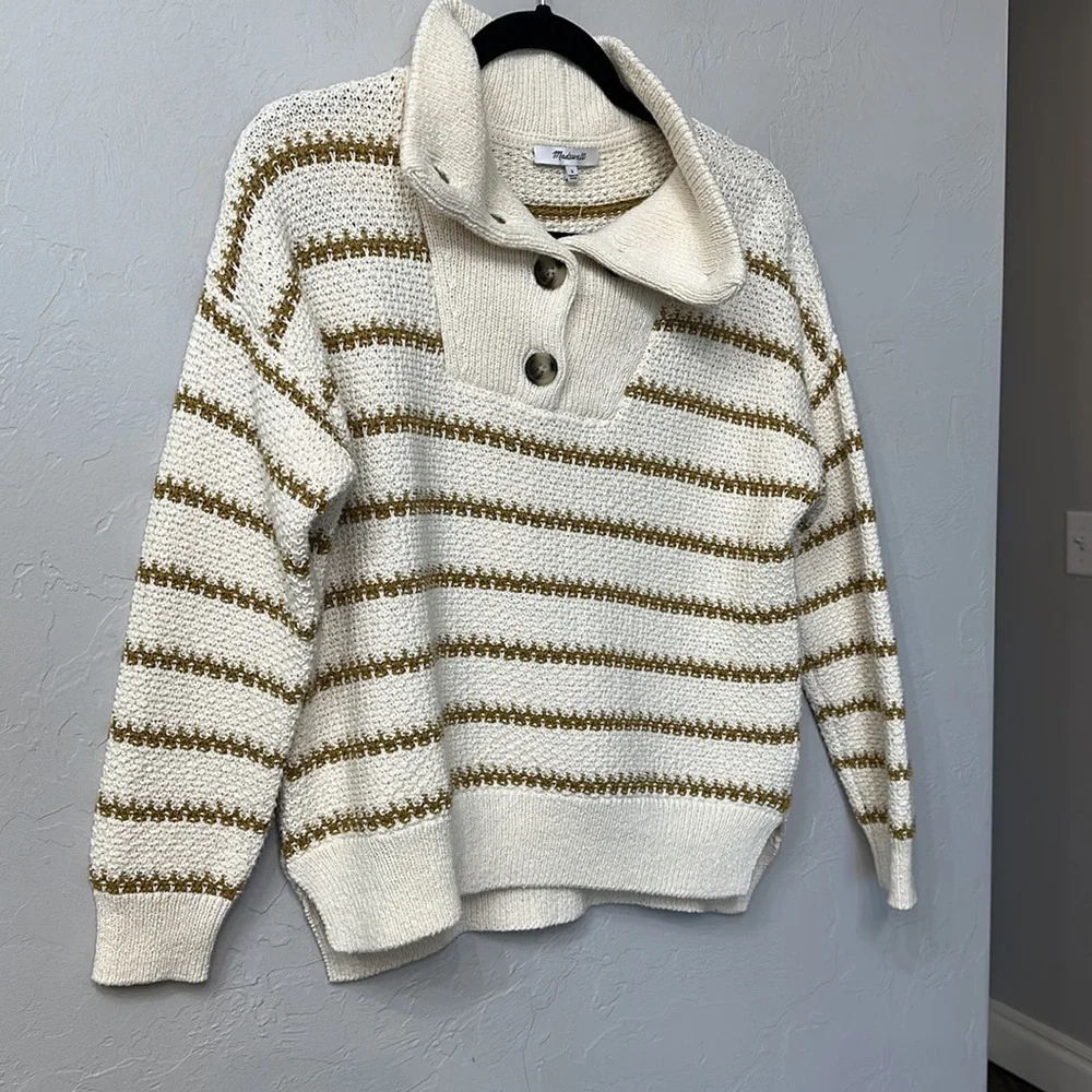 Madewell cream striped sweater size small.NWT - Picture 3 of 12